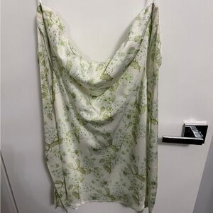 Aakaa Green and White Floral strapless dress